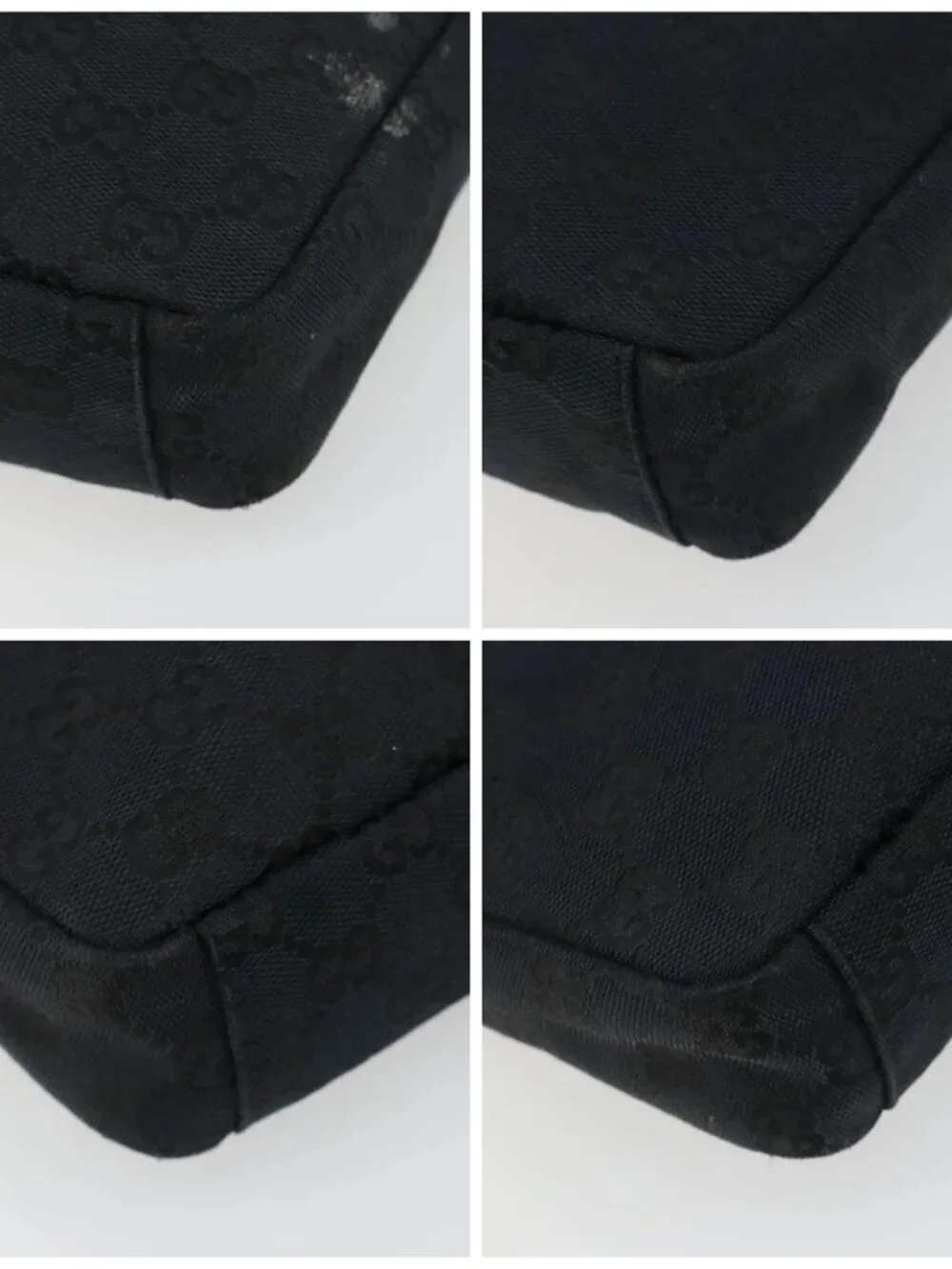 GUCCI GG Canvas Shoulder Bag Black Silver 019 0433 3444 Auth ka4995